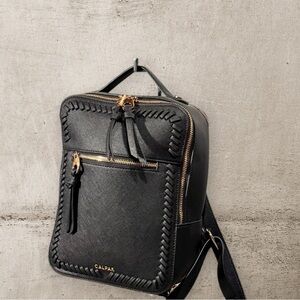 Calpak Black and Gold Kaya Mini Backpack Bag